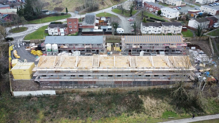 The new council housing development being built at the former Robert Owen House in Newtown by contractors J. Harper and Sons (Leominster) Ltd