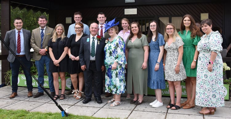 The 2024 Rural Leadership cohort at their presentation during the Royal Welsh Show with RWAS president for 2024, Denley Jenkins and his wife, Beryl