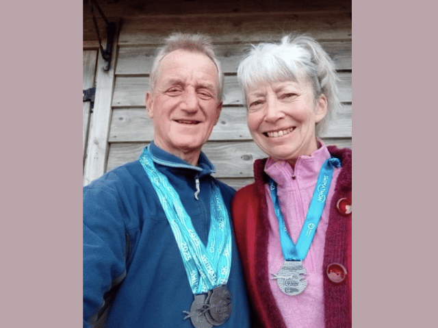 Couple's swim raises £1,700 despite health issues