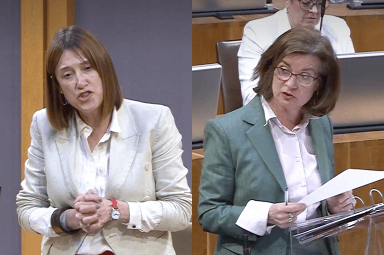 Ms Dodds (left) and Ms Morgan in the Senedd chamber this week