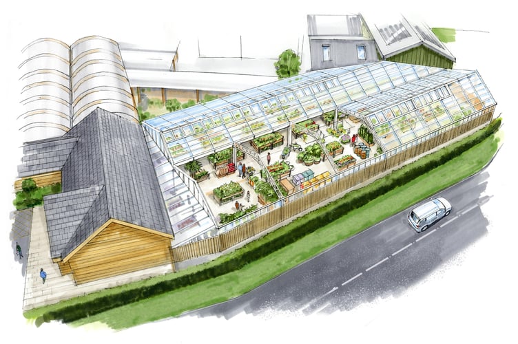 An aerial artistic view of the new Entrance and Plant Area