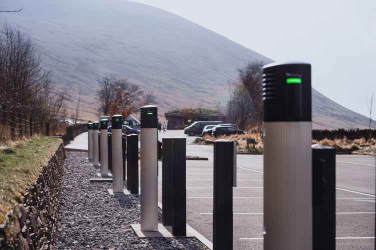 The newly installed EV chargers at Pont ar Daf are among the highest and most scenic in the UK
