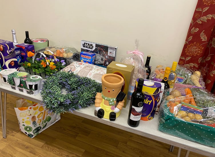 Some of the prizes on offer at Groesffordd hall