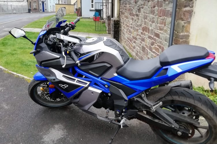 Police are appealing for information after a blue and silver Lexmoto LXR motorbike was stolen from the A470 near Storey Arms