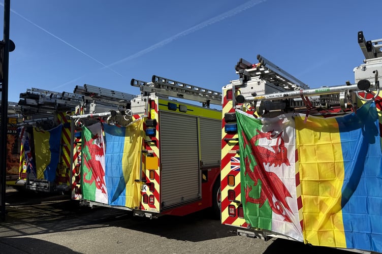 Mid and West Wales Fire and Rescue Service joined a UK-wide effort to deliver vital equipment to Ukrainian firefighters, as part of the largest ever convoy of its kind