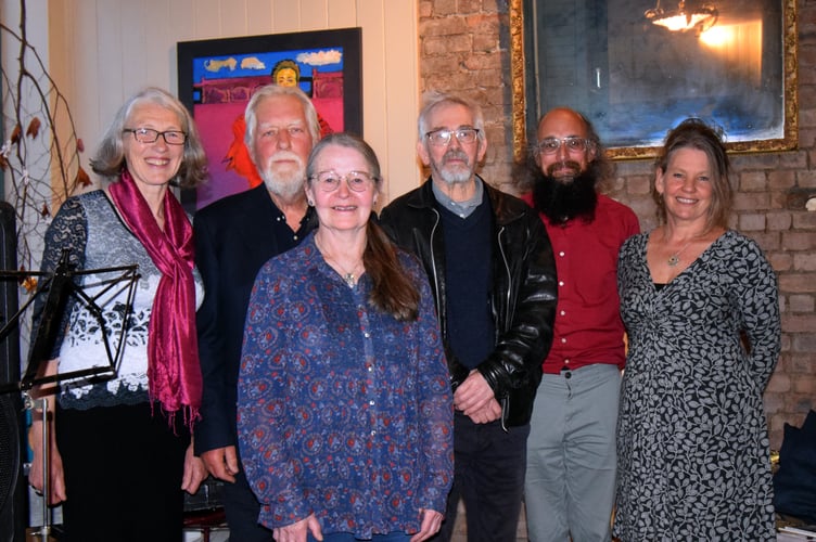 Local performers, left to right: Penny Nicholson, Paul Jays, Catherine Smedley, Simon Rae, Dr Jo Botting and Michelle Pearce