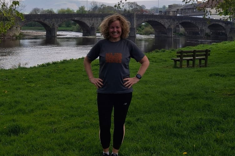 Helen following the completion of her half marathon in Builth Wells