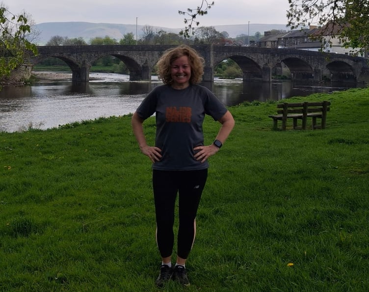 Helen following the completion of her half marathon in Builth Wells