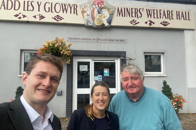 David Chadwick MP, Jane Dodds MS and former MP Roger Willaims outside The Welfare