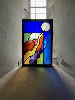 Nicola Hopwood's stained glass at Llanelieu Church