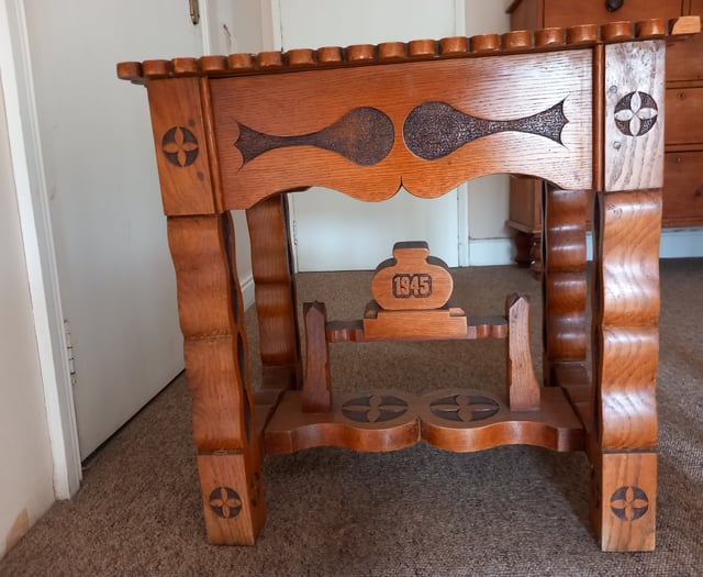 Commemorative handmade table used in VE Day 80 celebrations