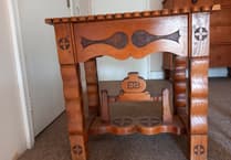 Commemorative 1945 handmade table used in VE Day 80 celebrations