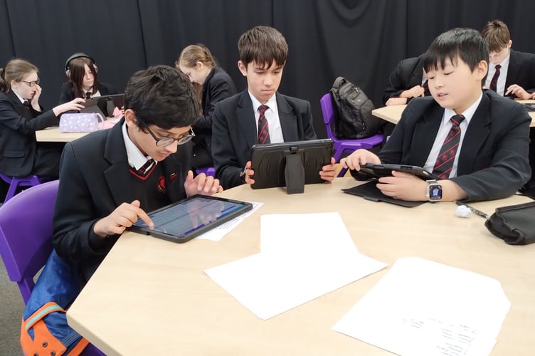 Students at Crickhowell High School taking part in the Careers Wales ‘Work in Focus’ hospitality challenge