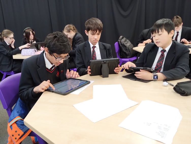 Students at Crickhowell High School taking part in the Careers Wales ‘Work in Focus’ hospitality challenge