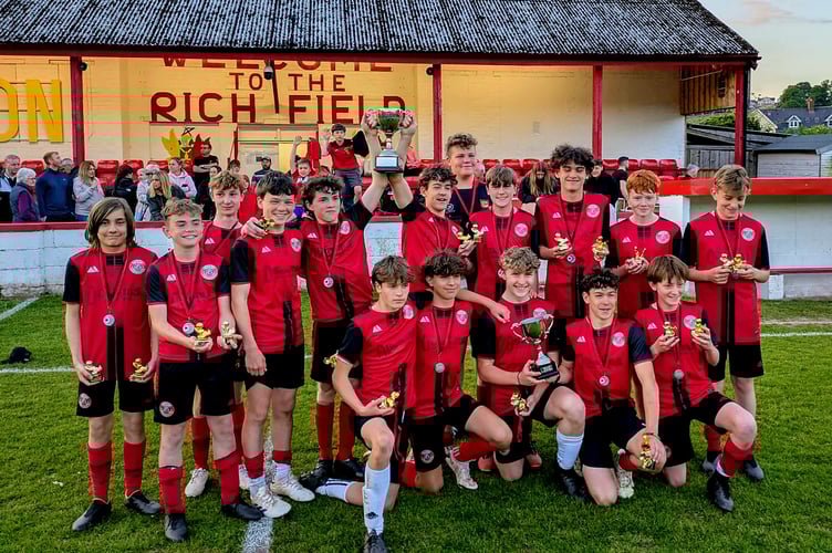 Talgarth Town Juniors U14s are celebrating a league and cup double after a remarkable debut season