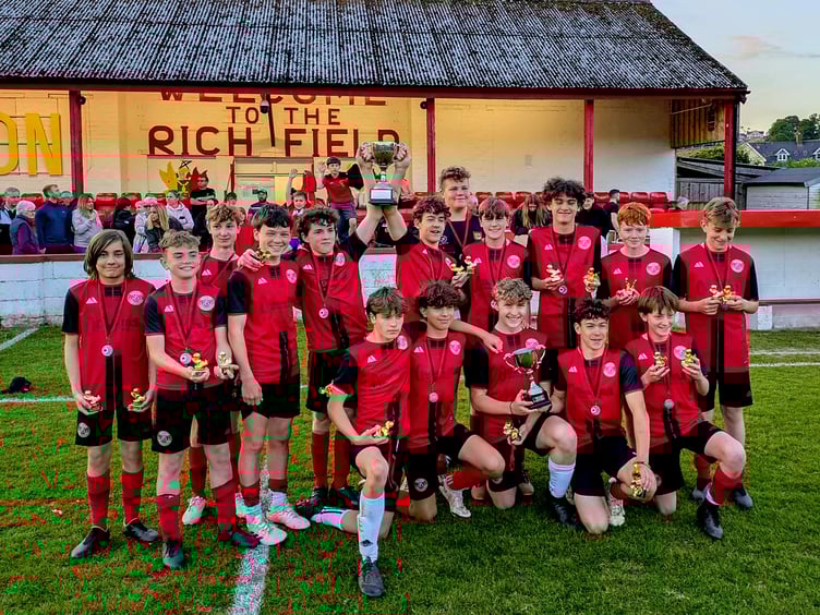 Talgarth Town Juniors U14s are celebrating a league and cup double after a remarkable debut season