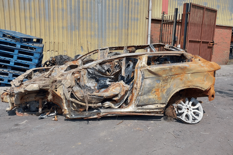 Burnt out vehicle on Llangynidr mountain