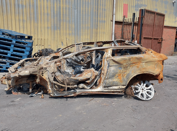 Burnt out vehicle on Llangynidr mountain