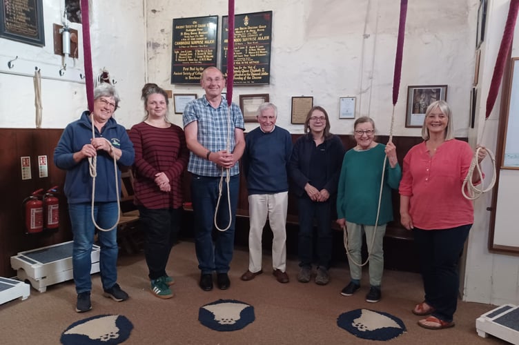 Ringers at St Mary's: Jo Yates, Grace Dooley, Ian Hitchen, Paul Johnson, Claire Alexander, Kath Johnson and Jean Hudman