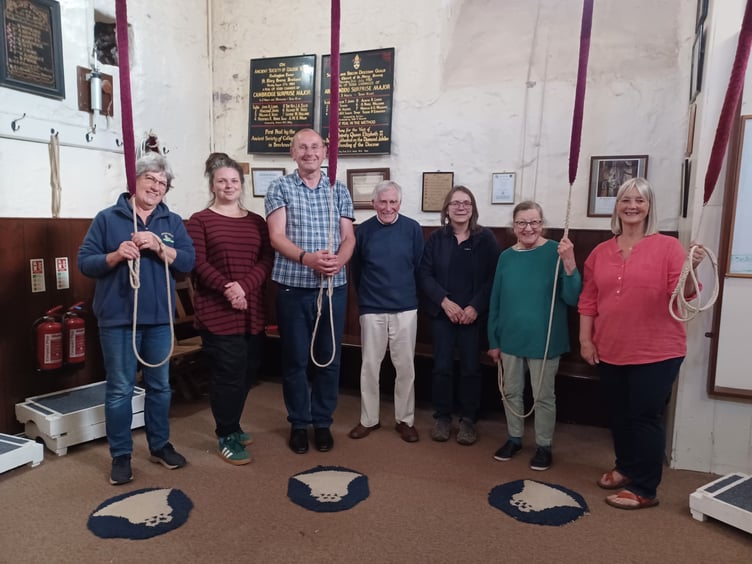 Ringers at St Mary's: Jo Yates, Grace Dooley, Ian Hitchen, Paul Johnson, Claire Alexander, Kath Johnson and Jean Hudman
