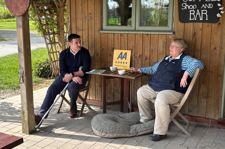 James Evans during a visit to Fforest Fields campsite in Hundred House 