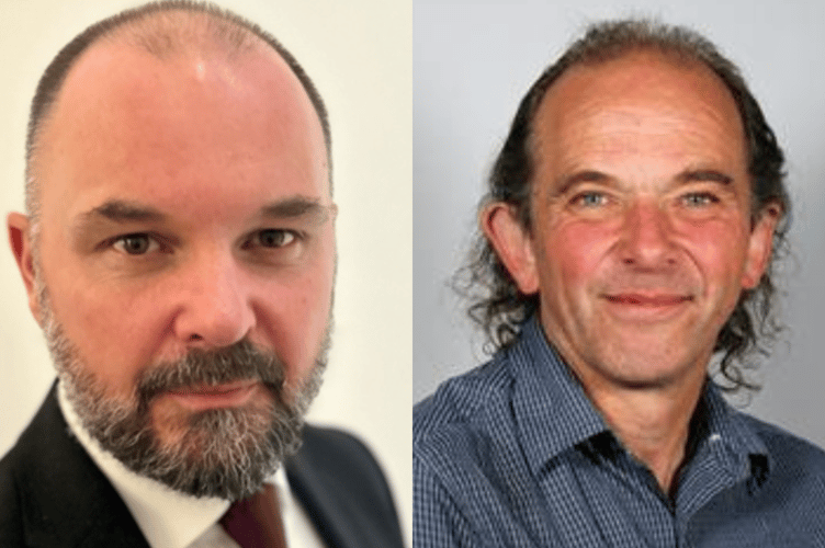 Left is Dr Richard Jones, Powys County Council director of education and right is Cllr Pete Roberts, education portfolio holder on the council