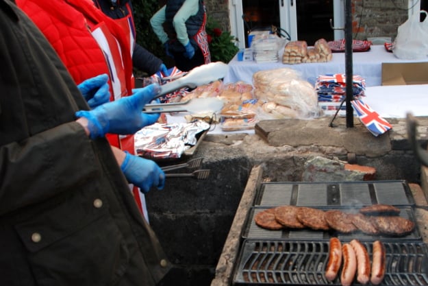 Volunteers ready with the barbecue
