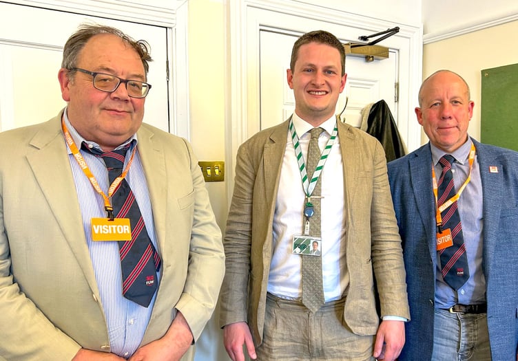 Left to right: FUW Deputy President Dai Miles, David Chadwick MP and FUW President Ian Rickman
