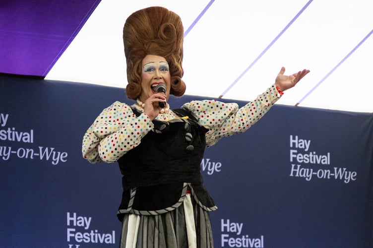 Drag artist Mama G at the 2025 Hay Festival.