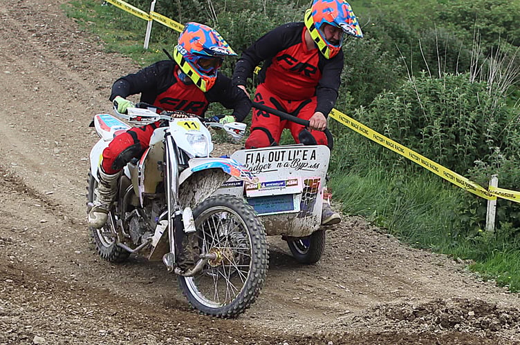 Edgar Mason and Geth Lawrence of Newbridge-of-Wye the sidecar Clubman winner