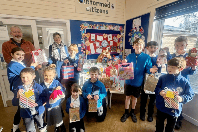 HBTSR trustees Lawrence Duffy and Ailsa Dunn during a December visit to Llangattock, when generous gifts were donated to people seeking sanctuary in Swansea
