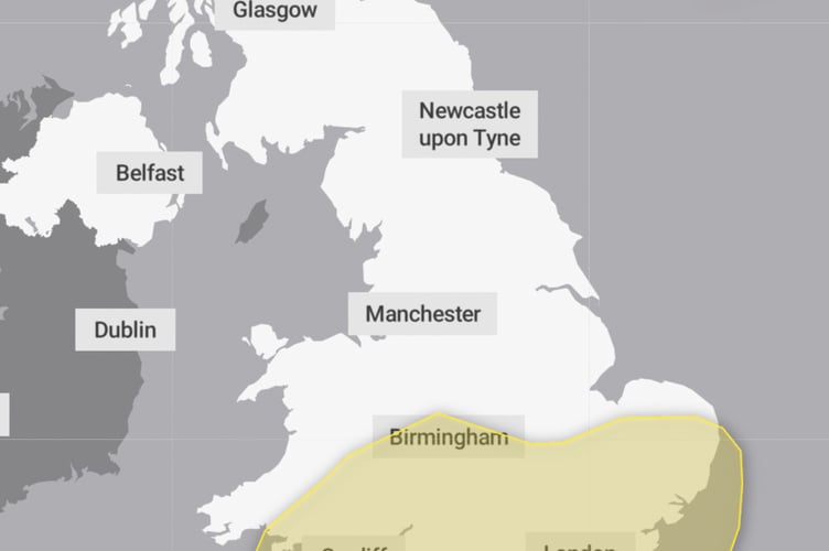 The Met Office has forecast a yellow weather warning with thunderstorms for parts of the UK, with Powys to face the brunt of it. 