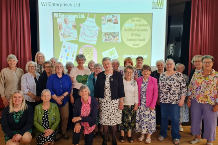 Members of the Powys Brecknock Federation of WIs gather to watch the NFWI AGM at Henderson Hall, Talybont-on-Usk