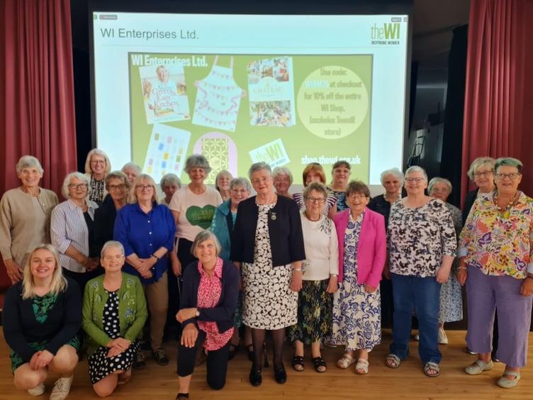 Members of the Powys Brecknock Federation of WIs gather to watch the NFWI AGM at Henderson Hall, Talybont-on-Usk