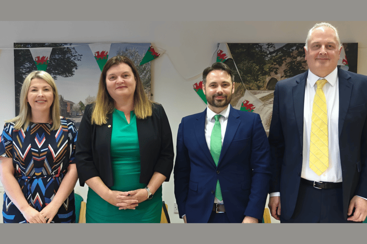 Left to right: Cllr Beca Phillips, Sioned Williams MS, Andrew Jenkins, Cllr Justin Horrell