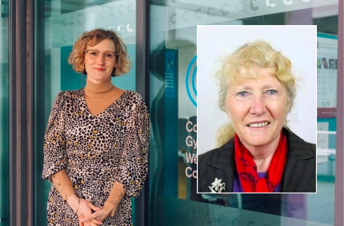 (Left) Efa Gruffudd the Welsh Language Commissioner - (Right) Cllr Sandra Davies.