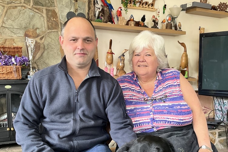 Silla, from the Glasbury area, who looks after Matty as part of the Shared Lives scheme, with their dog Austin