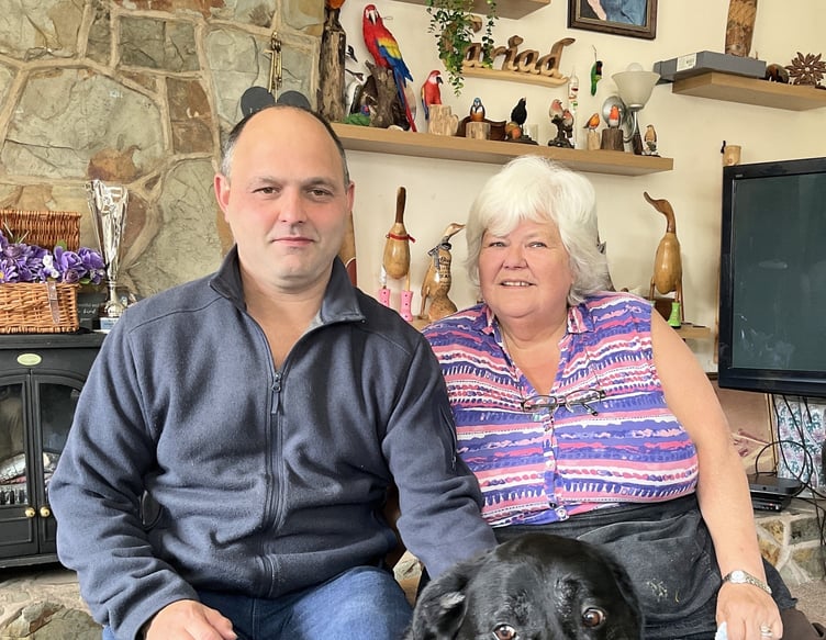 Silla, from the Glasbury area, who looks after Matty as part of the Shared Lives scheme, with their dog Austin