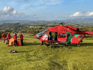 Rescue Team assist casualty with serious head injury after fall