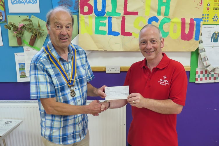 Left is Robert Evans (Builth Rotary President) and right is Richard Morgan (Scout Group Chair)