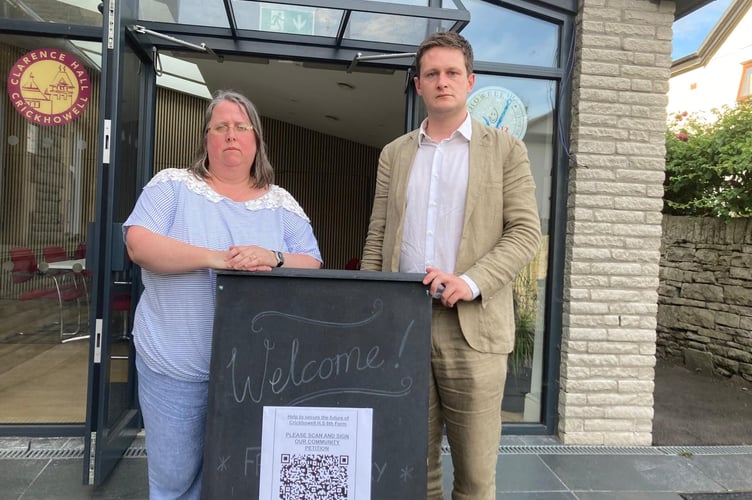 David Chadwick MP with Cllr Claire Hall outside Clarence Hall following Monday night’s public meeting