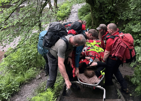 Walker rescued from waterfalls area after injuring ankle