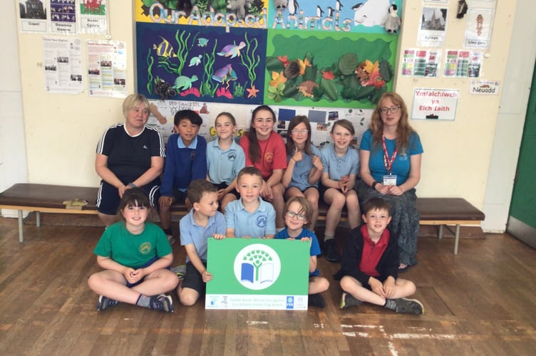 Ysgol Pontsenni celebrate receiving their second Eco-Schools Green Flag for outstanding environmental work