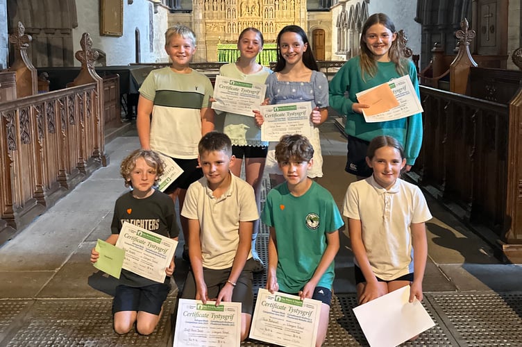 Pupils from Llangors CiW Primary School with their certificates
