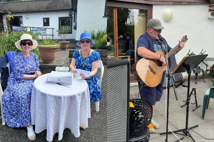 Left is Pam and Helen on the raffle stall and right is singer Dai Hilliard