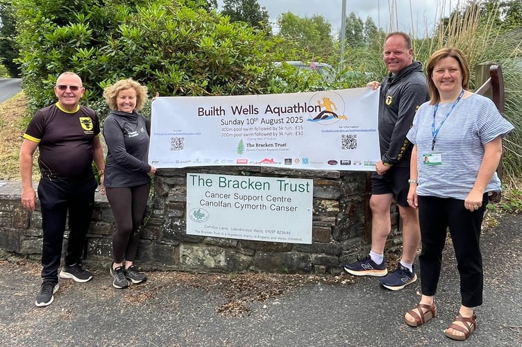 Left to right: Liam Daly, Helen Tuite and Adam Johnstone (event organisers), with Liz Lewis (Senior Nurse at The Bracken Trust)