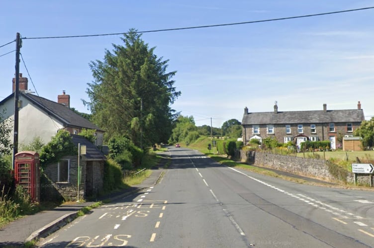 The A4067 through Crai village, where residents are calling for the speed limit to be lowered from 60mph to 30mph to improve safety