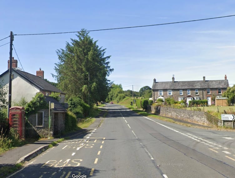 The A4067 through Crai village, where residents are calling for the speed limit to be lowered from 60mph to 30mph to improve safety