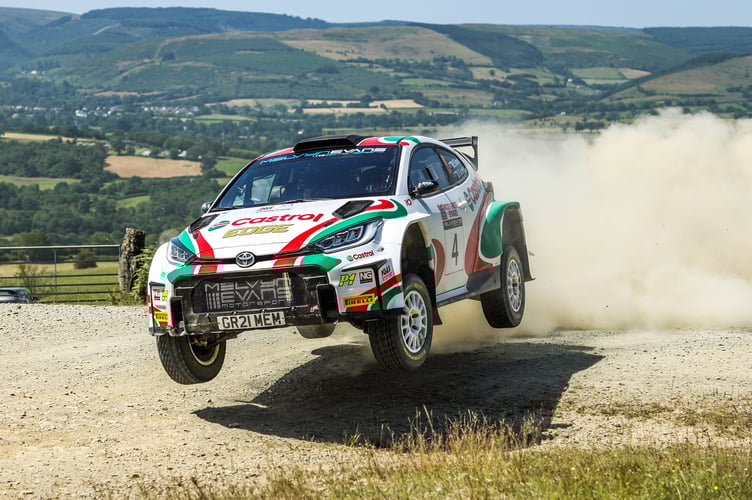 Pushing hard on the Monument stage about Cefn Gorwydd: Meirion Evans and Dale Furniss finished a close second