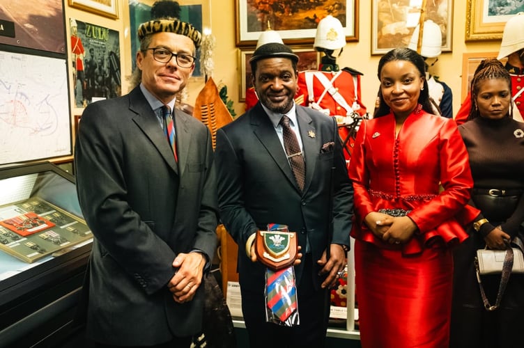 He was also presented with the Royal Welsh Wall Plaque (Crest Shield) and the Royal Welsh Regimental Tie, which are among the highest tokens of respect from the Royal Welsh to a foreign royal figure. The gesture marked a moment of mutual respect between the regiment and the Zulu Kingdom, whose forces once met on opposite sides of the battlefield.